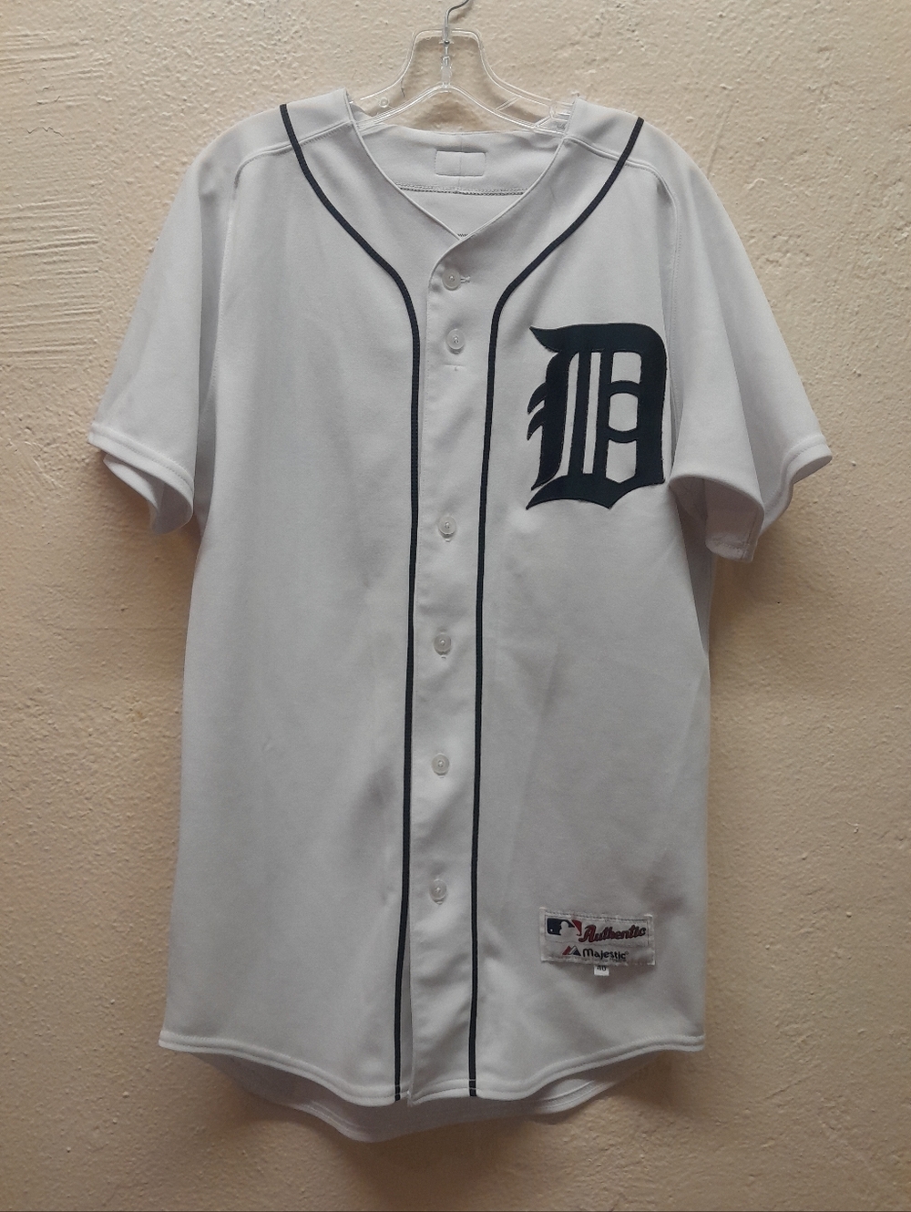 Vintage Magglio Ordonez Detroit Tigers #30 Majestic White Button Up Jersey Sz L